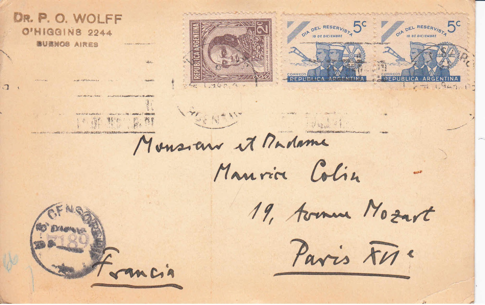 ARGENTINE - 1945 - Carte Postale, Censurée, Pour La France - Lettres & Documents