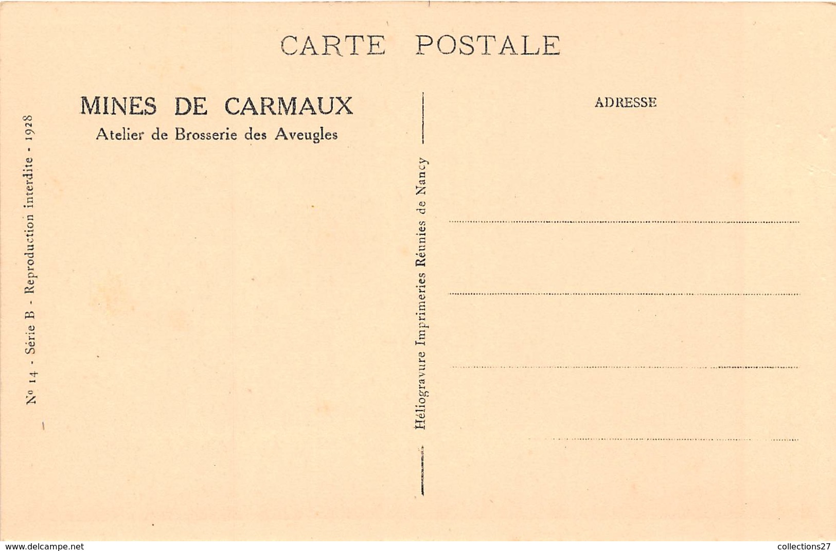 81-CARMAUX- MINES DE CARMAUX- ATELIER DE BROSSERIE DES AVEUGLES - Carmaux