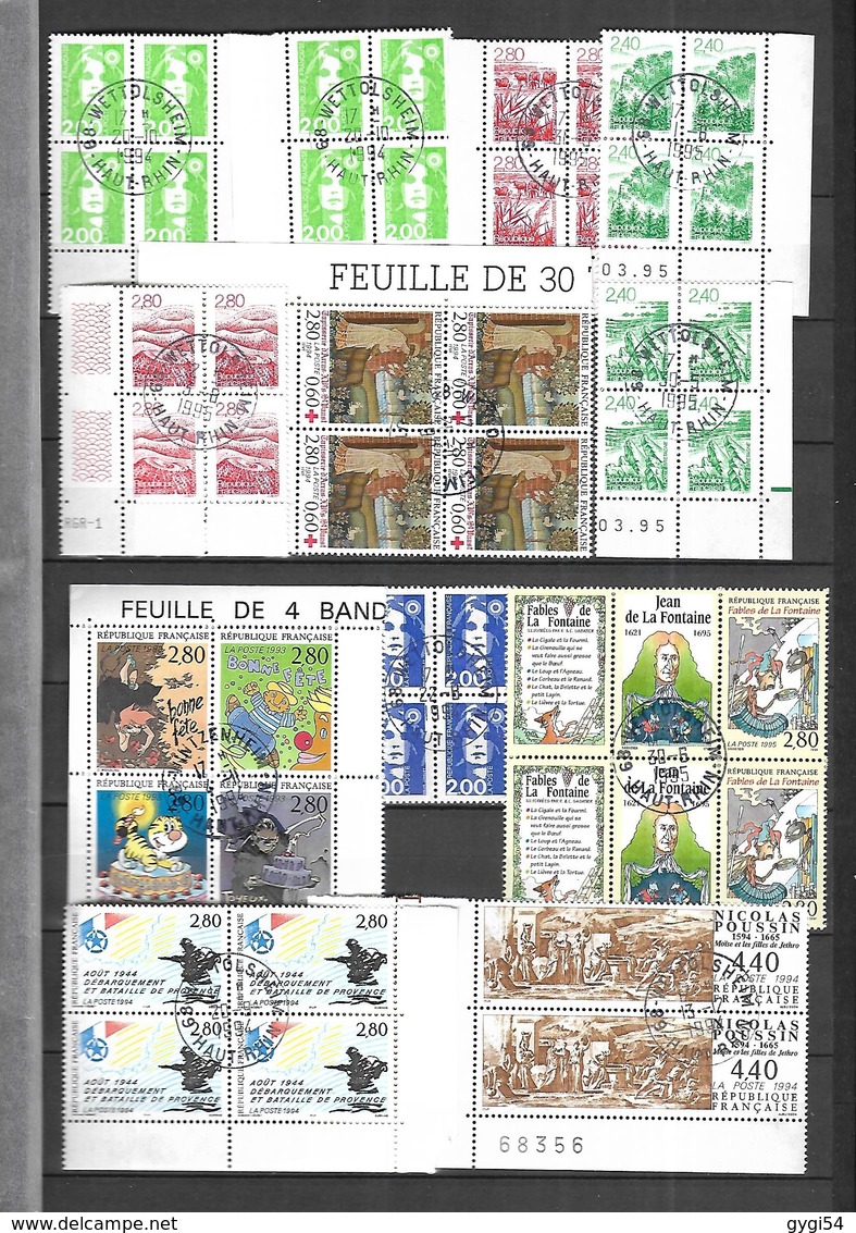 France   Vrac de timbres oblitérés 1992 -1999 à la poste dans les jours de leur parution tous de 1er choix   8  scans