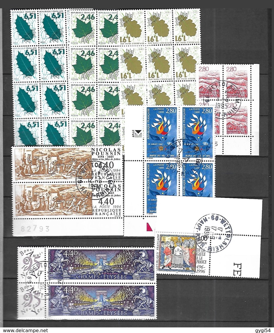 France   Vrac de timbres oblitérés 1992 -1999 à la poste dans les jours de leur parution tous de 1er choix   8  scans