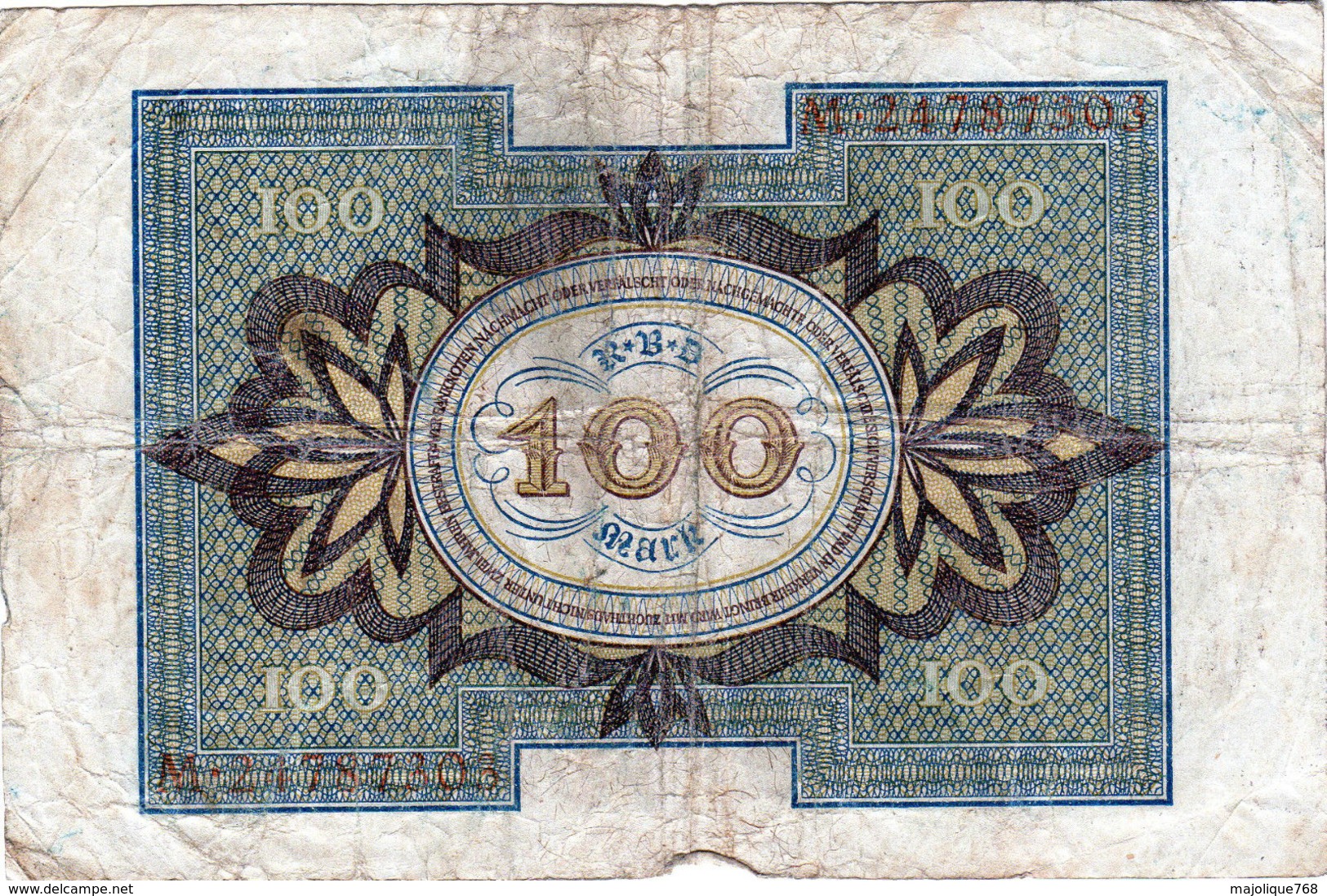 Billet Allemand De 100 Mark Le 1 Novembre 1920 - 8 Chiffres - En  B - - 100 Mark