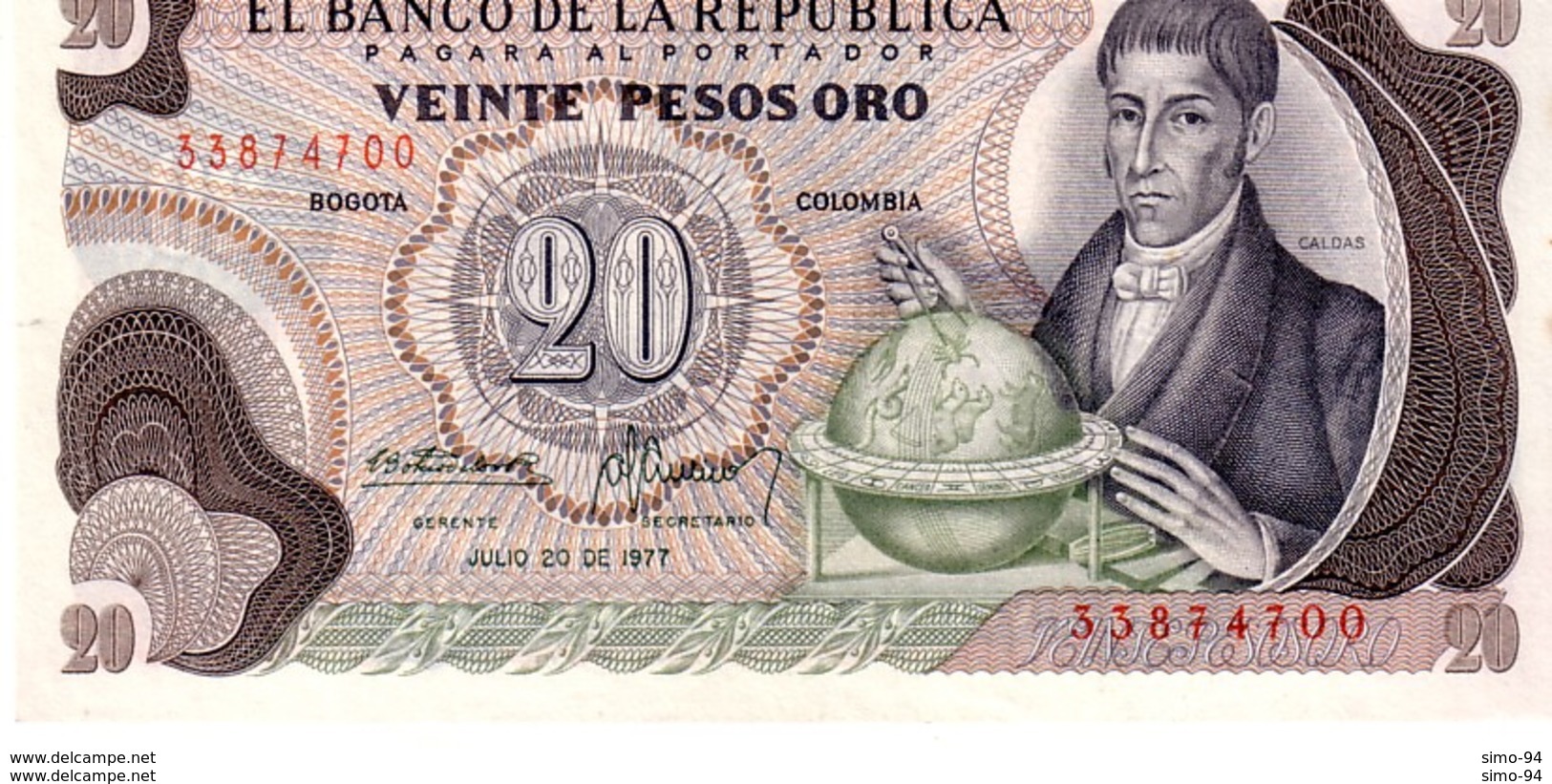 Colombia P.409 20 Pesos 1977 A-unc - Colombie