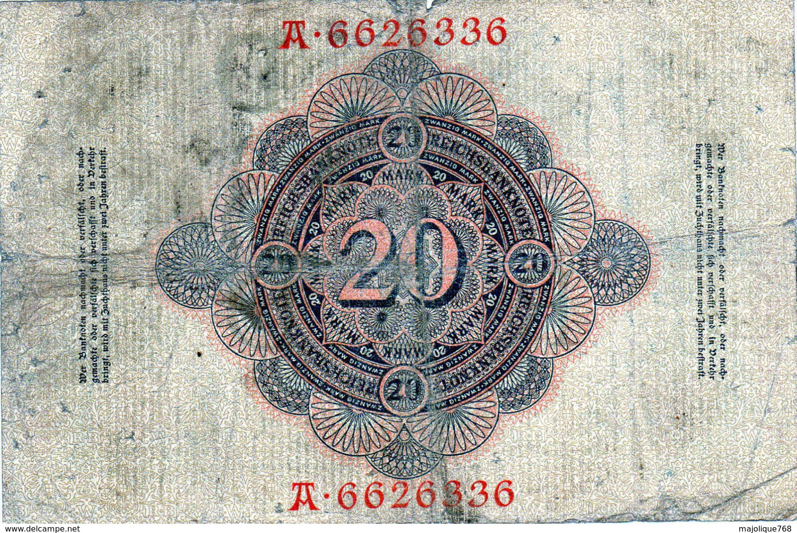 Billet Allemand De 20 Mark Le 7 Février 1908 - 7 Chiffres - En T B - - 20 Mark