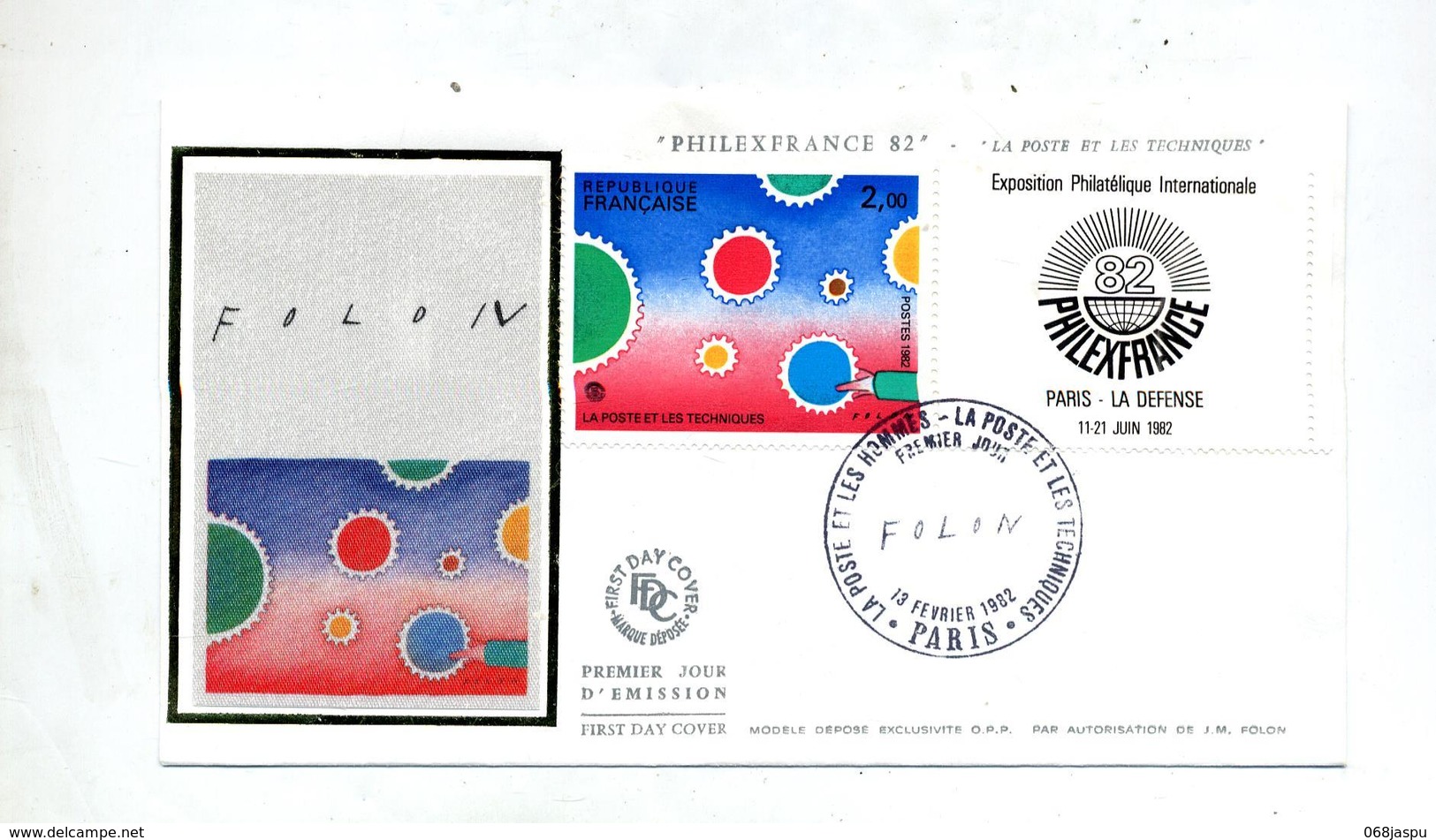 Lettre Fdc 1982  Paris Folon - 1980-1989