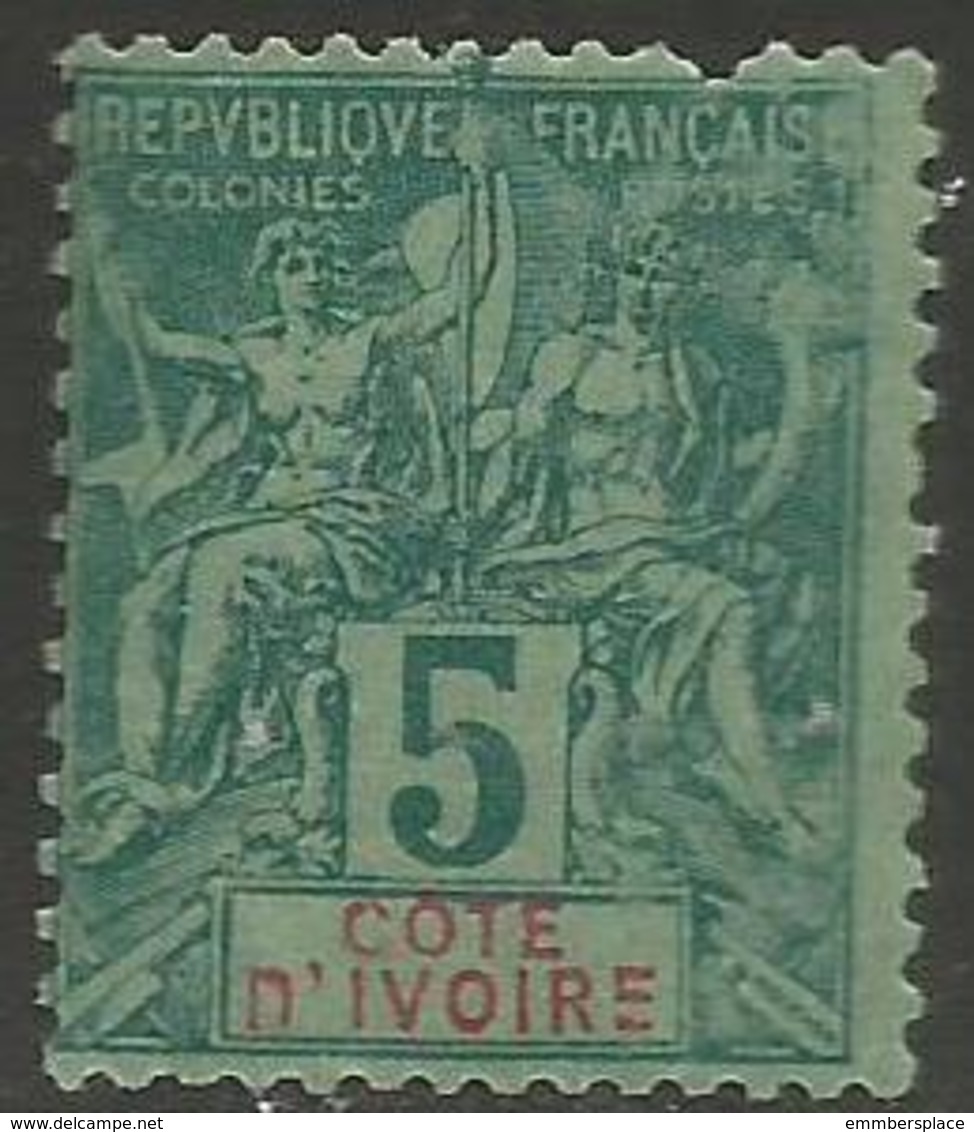 Ivory Coast - 1892 Navigation & Commerce 5c MH *   Sc 4 - Unused Stamps