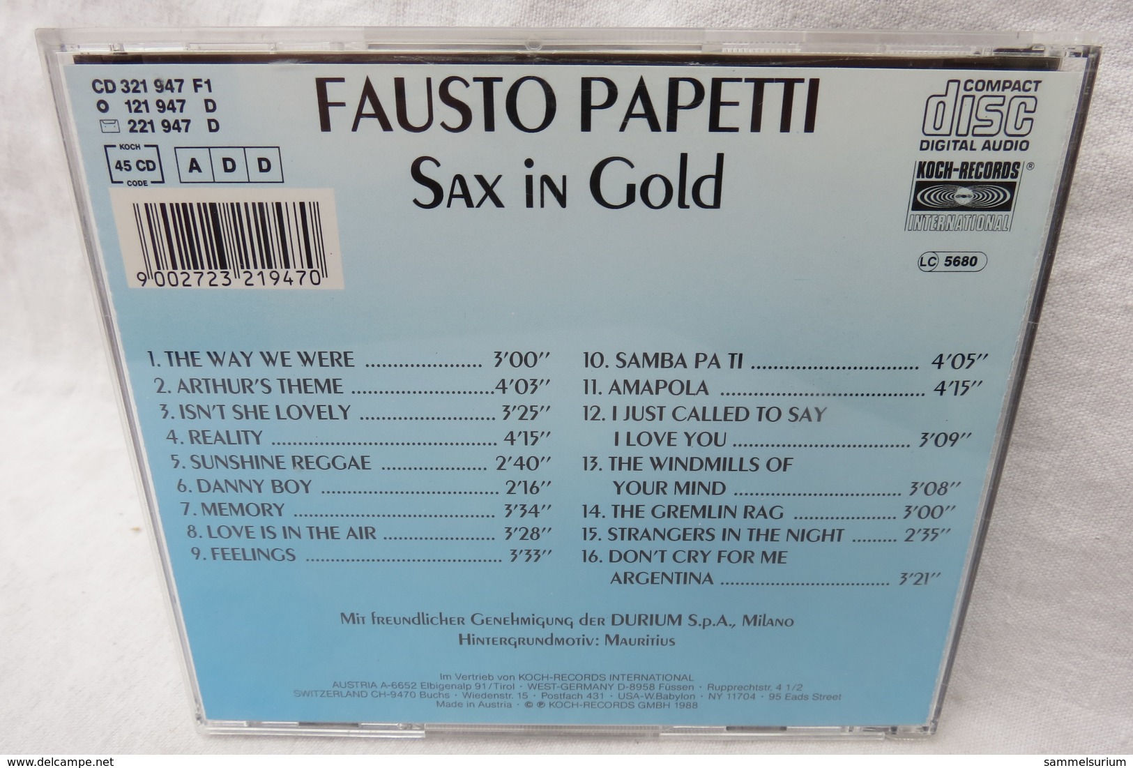 CD "Fausto Papetti" Sax In Gold - Instrumental