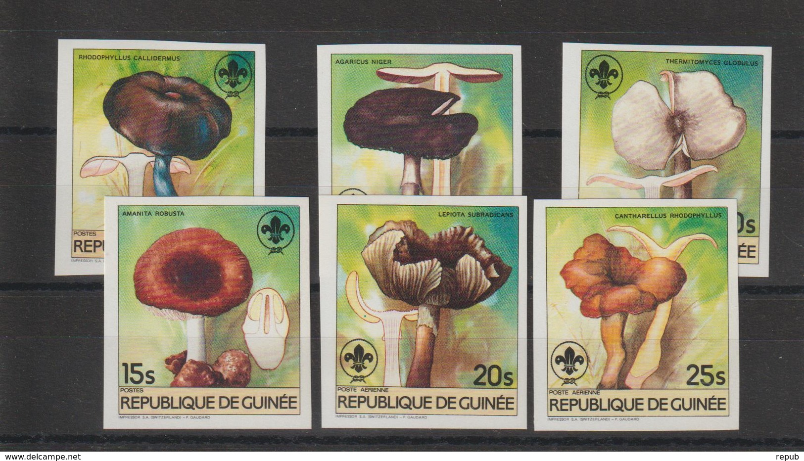 Guinée 1985 Champignons Série 752-5 Et PA 188-89 Non Dentelée 6 Val Neuf ** MNH - Guinée (1958-...)