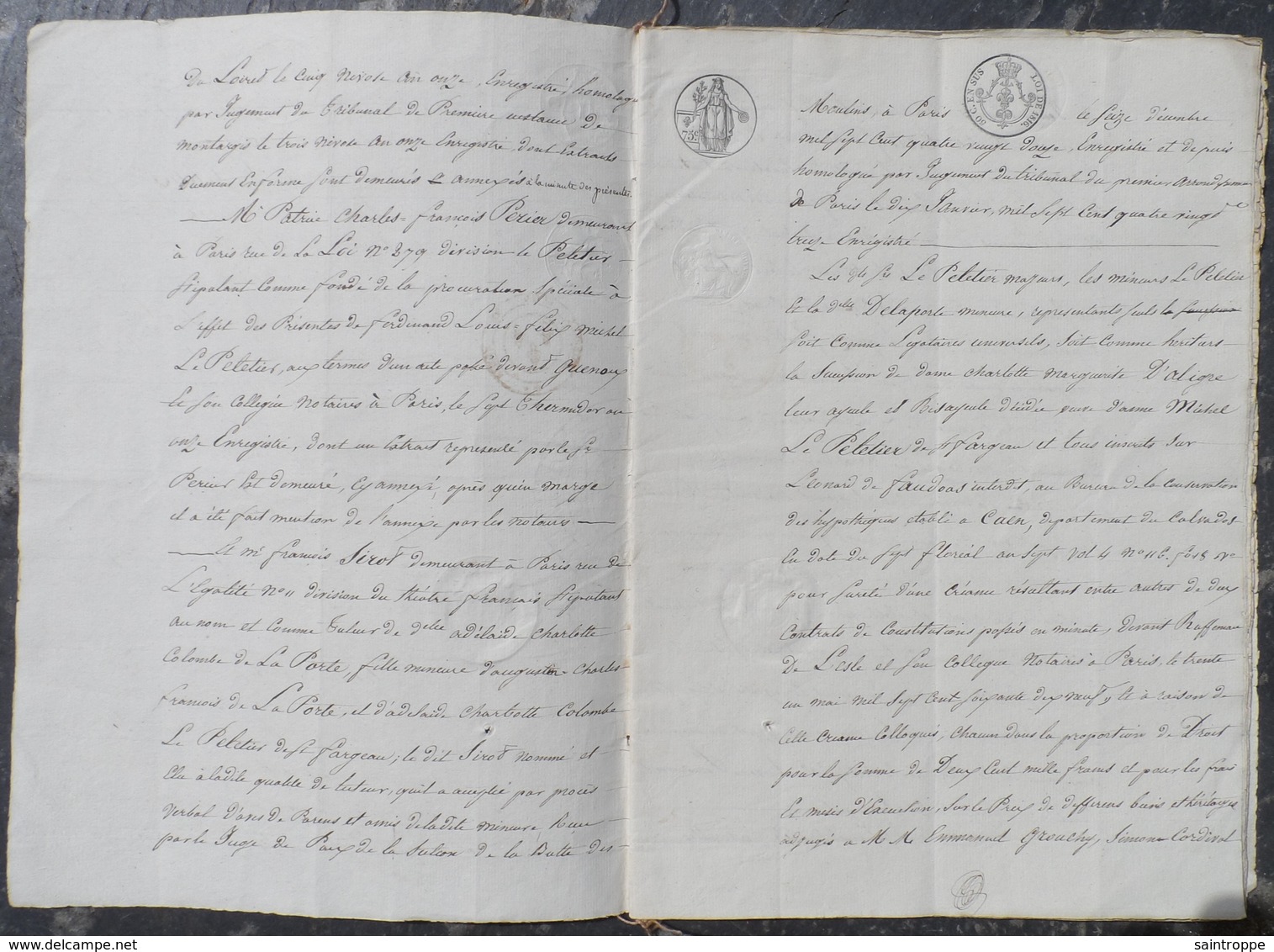 D.Le Peletier à Ladon,mandataire De Son Frère A.Le Peletier à Berzy-le-Sec(02)succession Et Partage. - Manuscrits