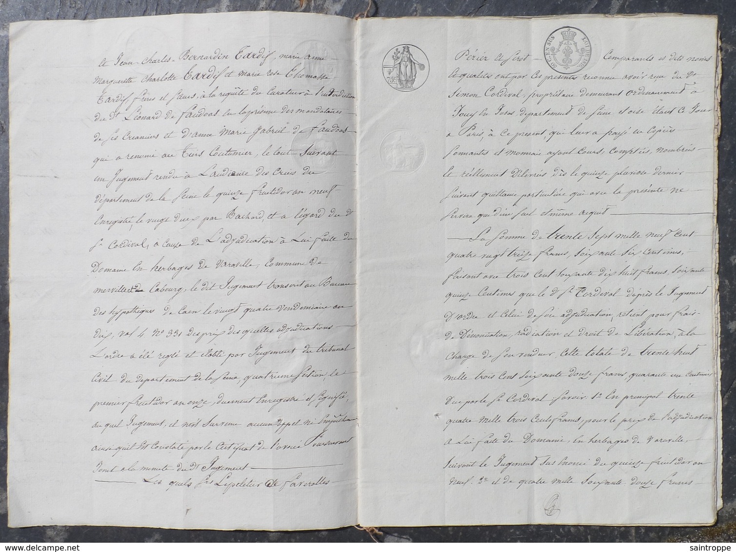 D.Le Peletier à Ladon,mandataire De Son Frère A.Le Peletier à Berzy-le-Sec(02)succession Et Partage. - Manuscrits