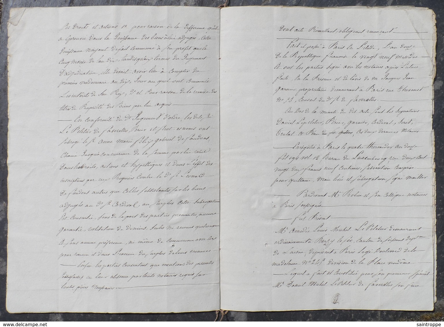 D.Le Peletier à Ladon,mandataire de son frère A.Le Peletier à Berzy-le-Sec(02)succession et partage.