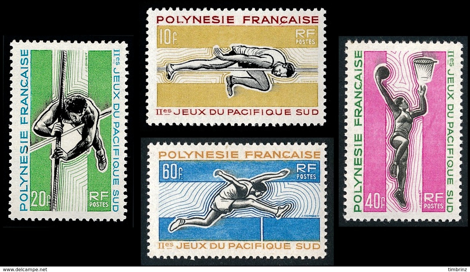 POLYNESIE 1966 - Yv. 42 43 44 45 ** SUP  Cote= 41,50 EUR - Sport: Sauts, Basket (4 Val.)  ..Réf.POL23787 - Unused Stamps