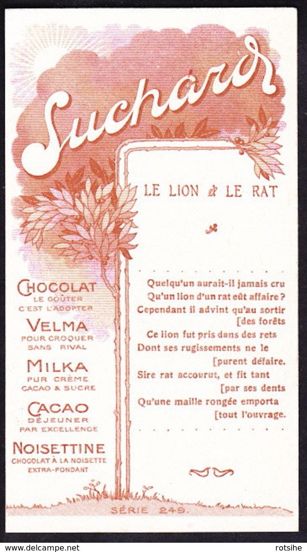 CHROMO Chocolat SUCHARD Fable La Fontaine Le Lion Et Le Rat   Lion  Serie 249 - Suchard
