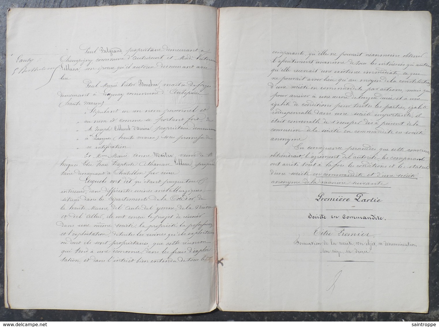 Maîtres De Forges à Chatillon/Seine,Sainte-Colombe(21), Commentry, Ancy-le-Franc,Riel-les-Eaux,Saint-Bonnet-le-Désert - Manuscrits