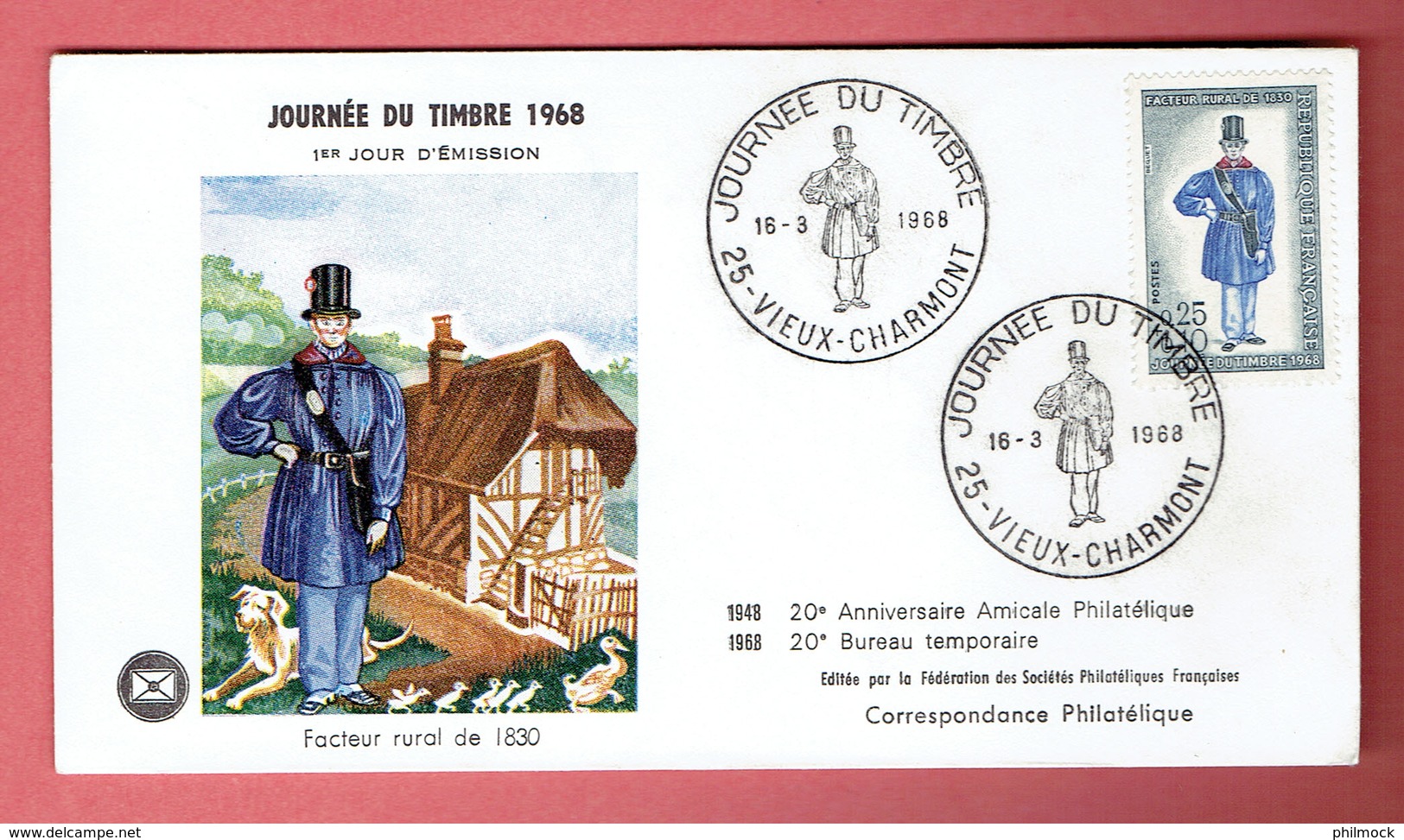 P - 206 - Journée Du Timbre 1968 Obl Vieux-Charmont Sur 1549 - 1961-....