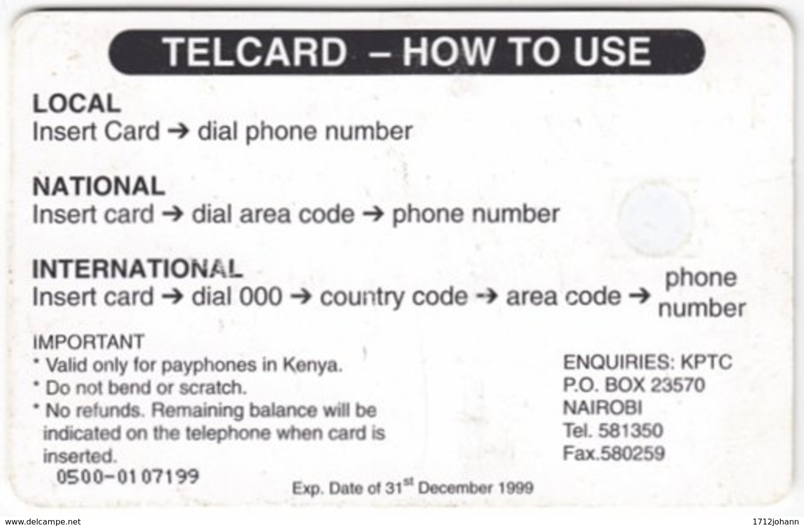 KENYA A-041 Chip KPTC - Communication, Phone Booth, People, Woman - Used - Kenya