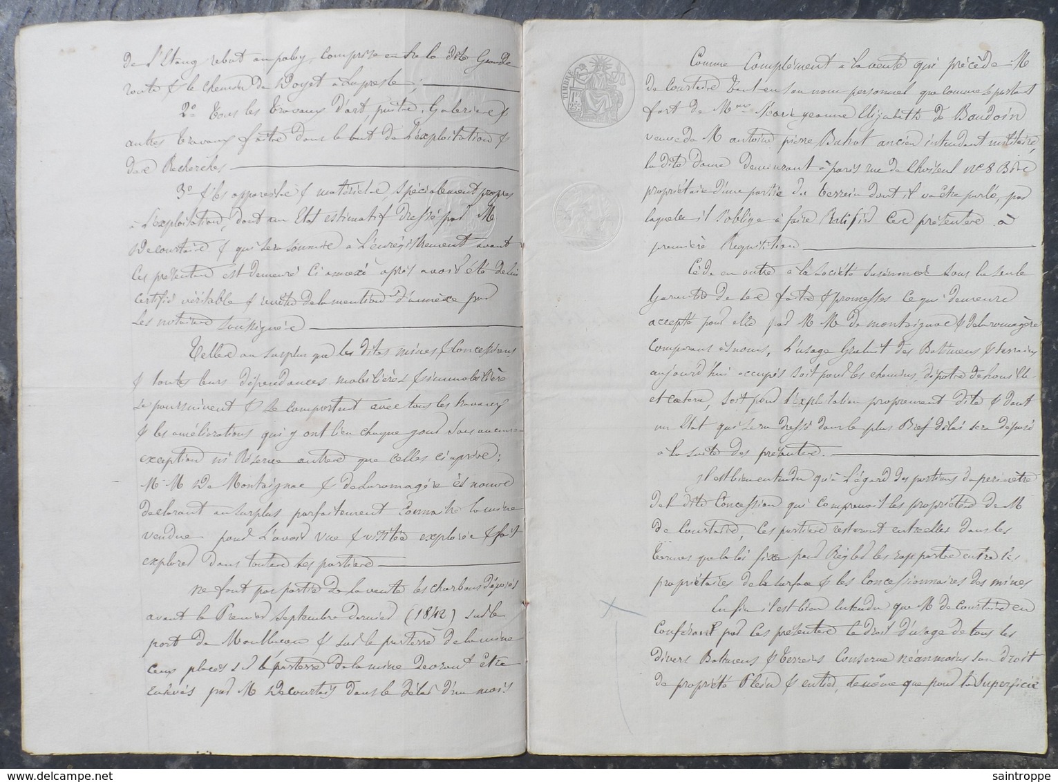 Mr De Courtais, Député à Doyet, Vend La Mine De Houille De Chamblet, à De Laromagère Frères De Mantaignac & Cie - Manuscrits