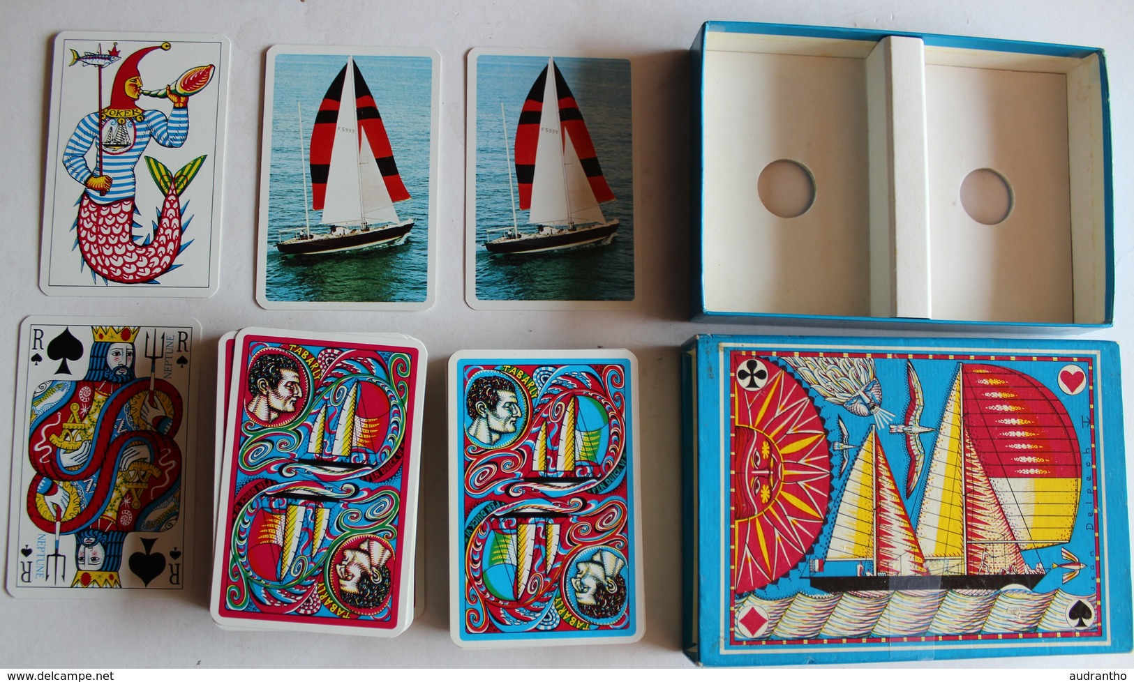 Rare Jeu Des Grands Navigateurs Eric Tabarly Pen Duick VI Double Jeu 54 Cartes à Jouer Par Jean Delpech Grimaud - Other & Unclassified