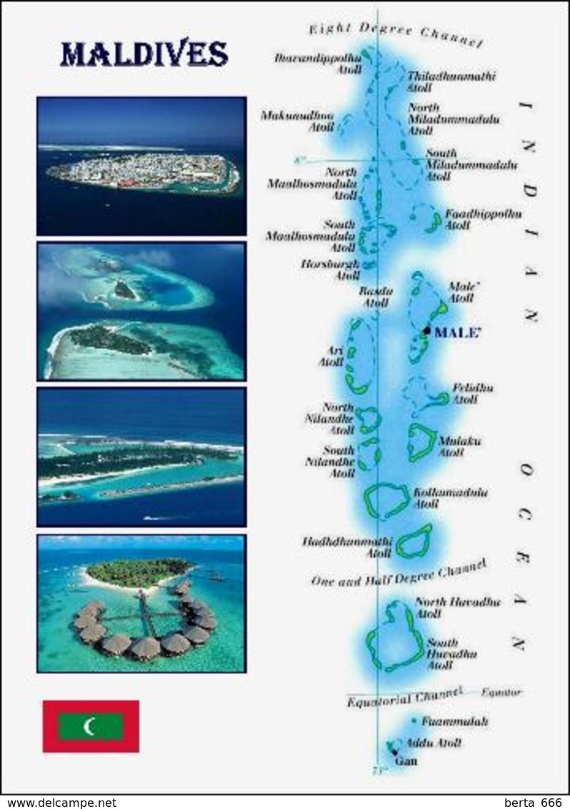 Maldives Islands Map New Postcard Malediven Landkarte AK - Maldiven