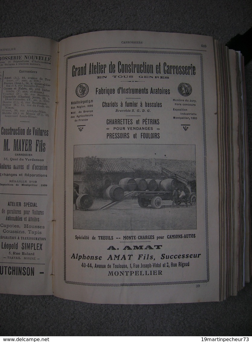 rare annuaire 1923 herault vignoble du midi montpellier cette beziers dt publicité 1800p pour situer carte photo et doc