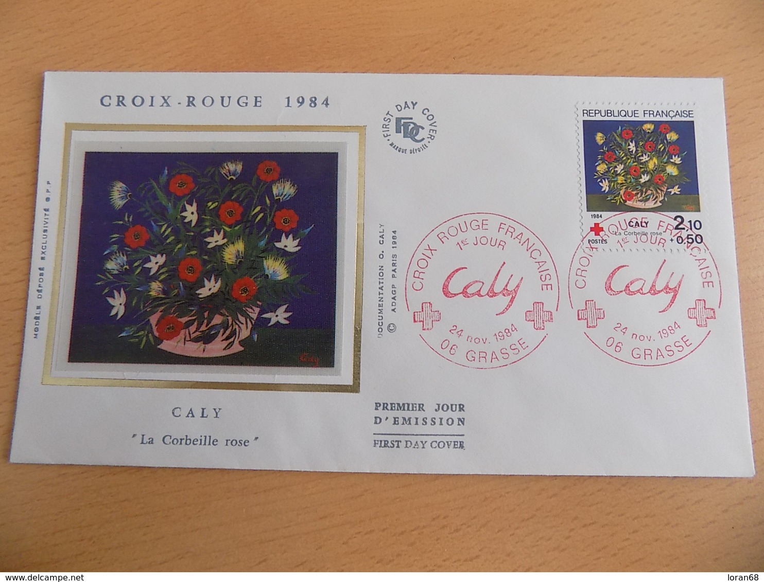 FDC France : Croix Rouge 1984, Caly "La Corbeille Rose" - Grasse 24/11/1984 - 1980-1989