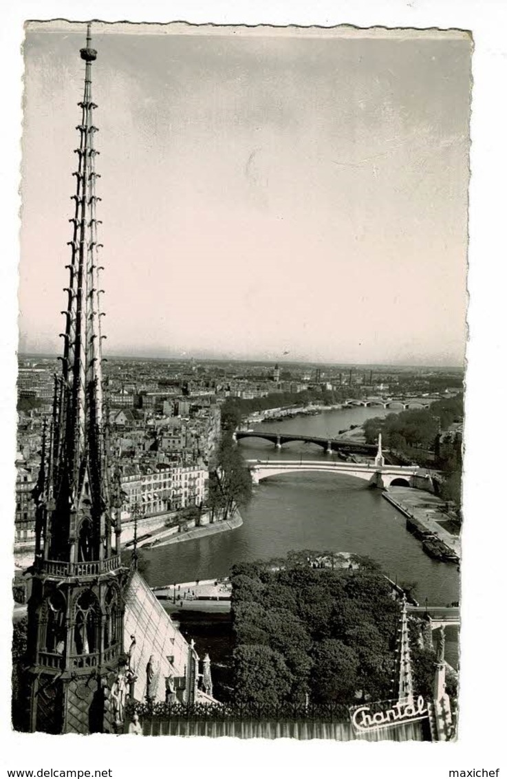 516 - Paris - La Flèche De Notre-Dame Et La Seine - Circ 1953, Flamme Parlante - Notre Dame De Paris