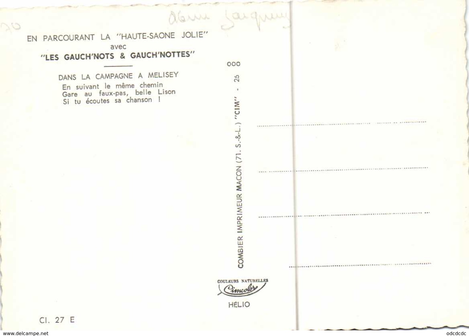 CPSM Grand Format En Parcourant La "HAUTE SAONE  JOLIE" " LES GAUCH'NOTS & GAUCH'NOTES"  Dans La Campagne à MELISEY - Autres & Non Classés