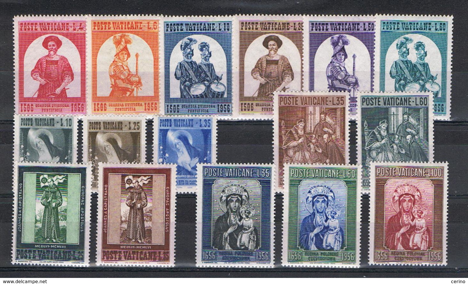 VATICANO:  1956  ANNATA  CPL. -  16  VAL. N. -  SASS. 203/18 - Annate Complete