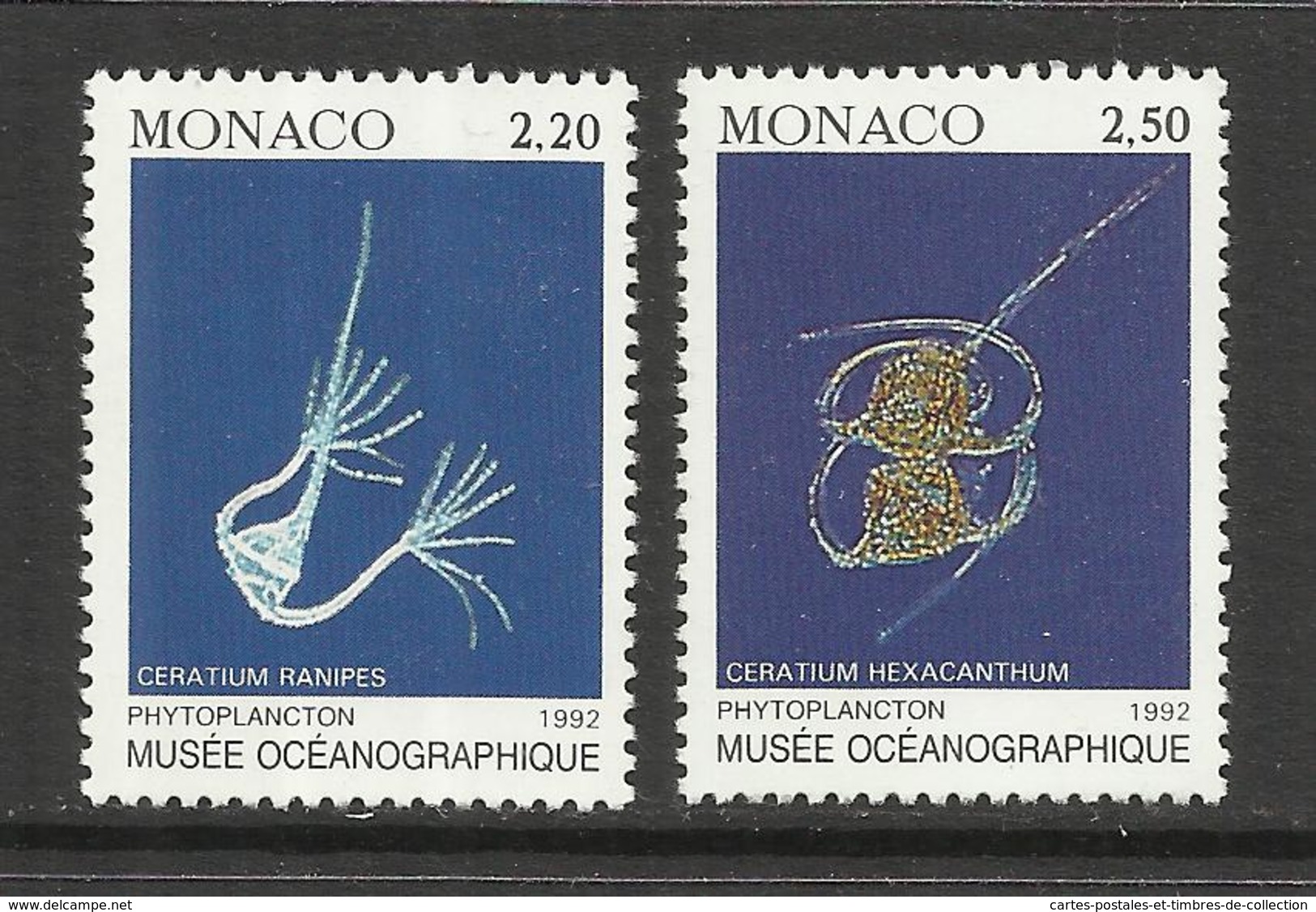 MONACO , Lot De 2 Timbres , Les Phytoplanctons , 1992 , N° YT 1850 & 1851 , NEUF ** - Neufs