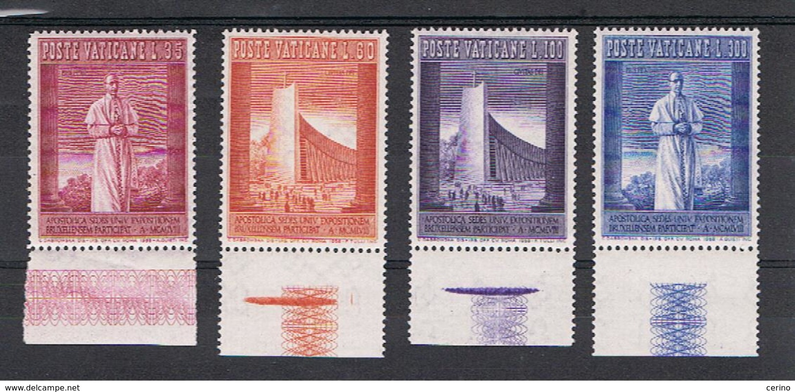 VATICANO:  1958  BRUXELLES  -  S. CPL. 4  VAL. N. -  SASS. 239/42 - Unused Stamps