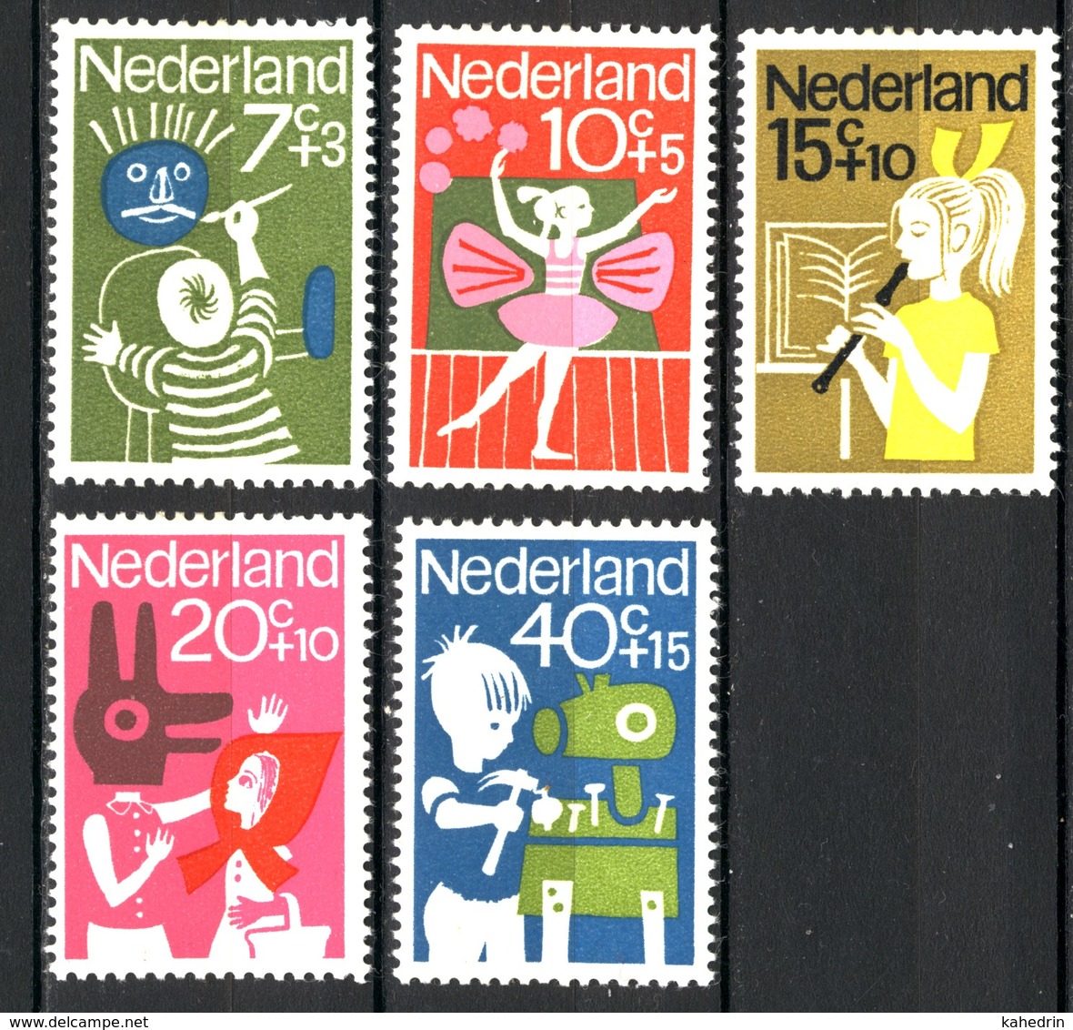 Nederland Pay Bas Olanda Netherlands 1964, Kinderzegels Children Fluit Ballet *, MH - Ongebruikt