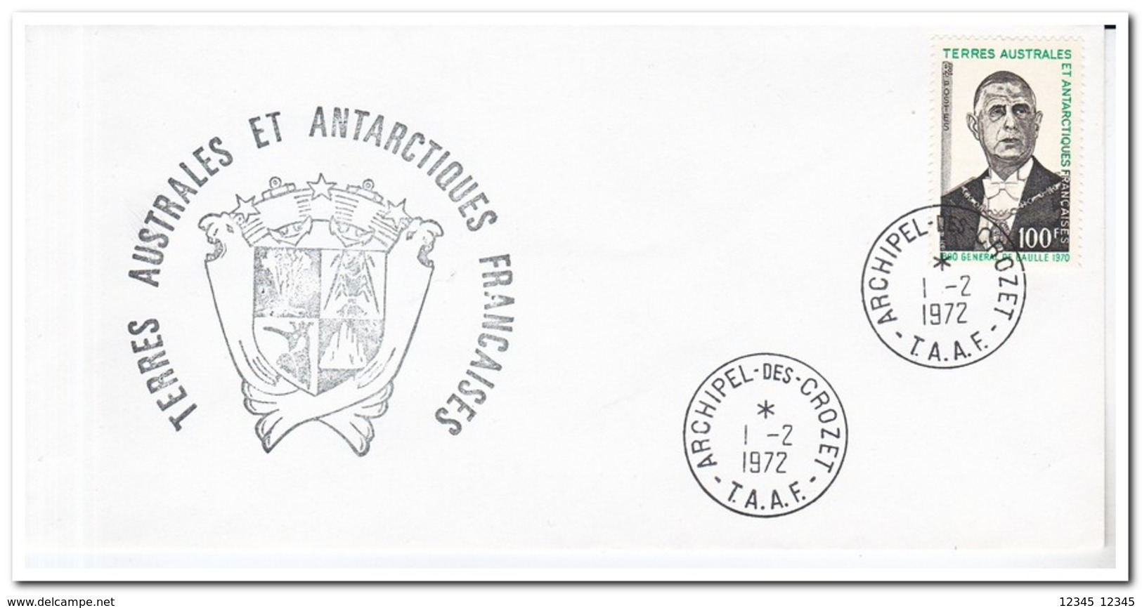 Frans Antarctica 1972, FDC, De Gaulles - FDC