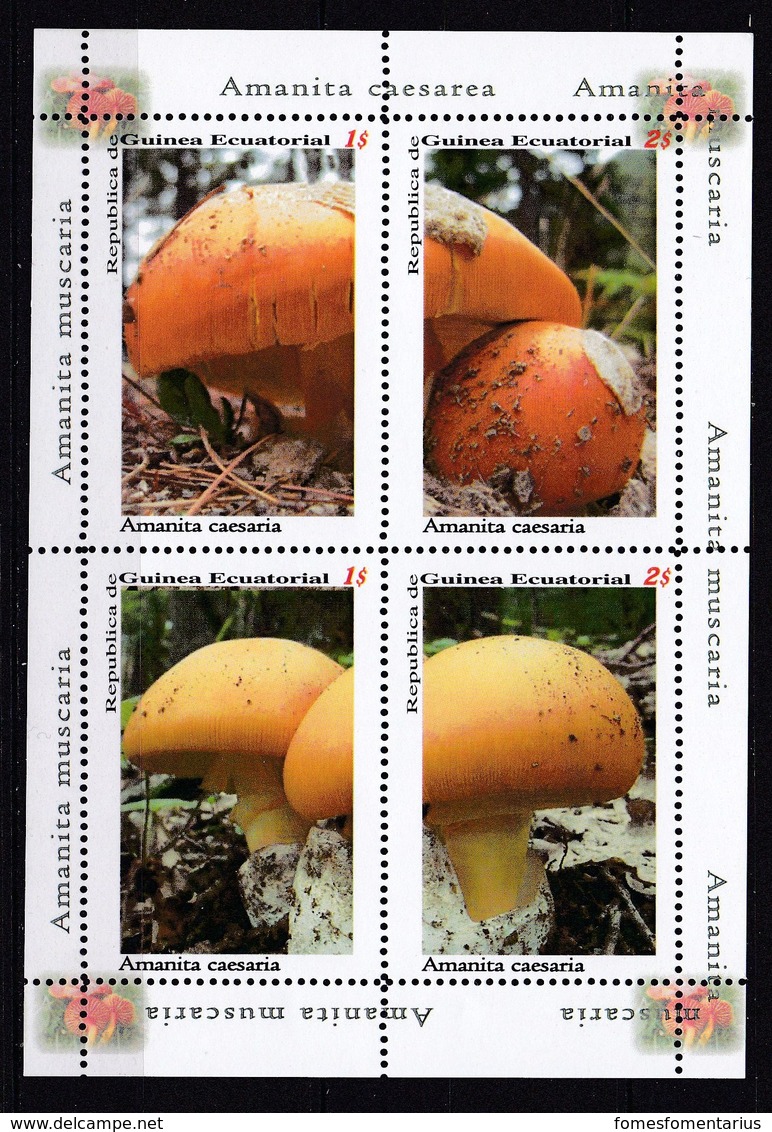 4 Timbres Neufs *** TTB Guinée équatoriale Amanites Des Césars Mushroom  Cogumelo  Setas - Pilze