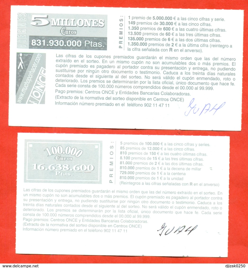 Spain 2002. Two Lottery Tickets. - Billetes De Lotería