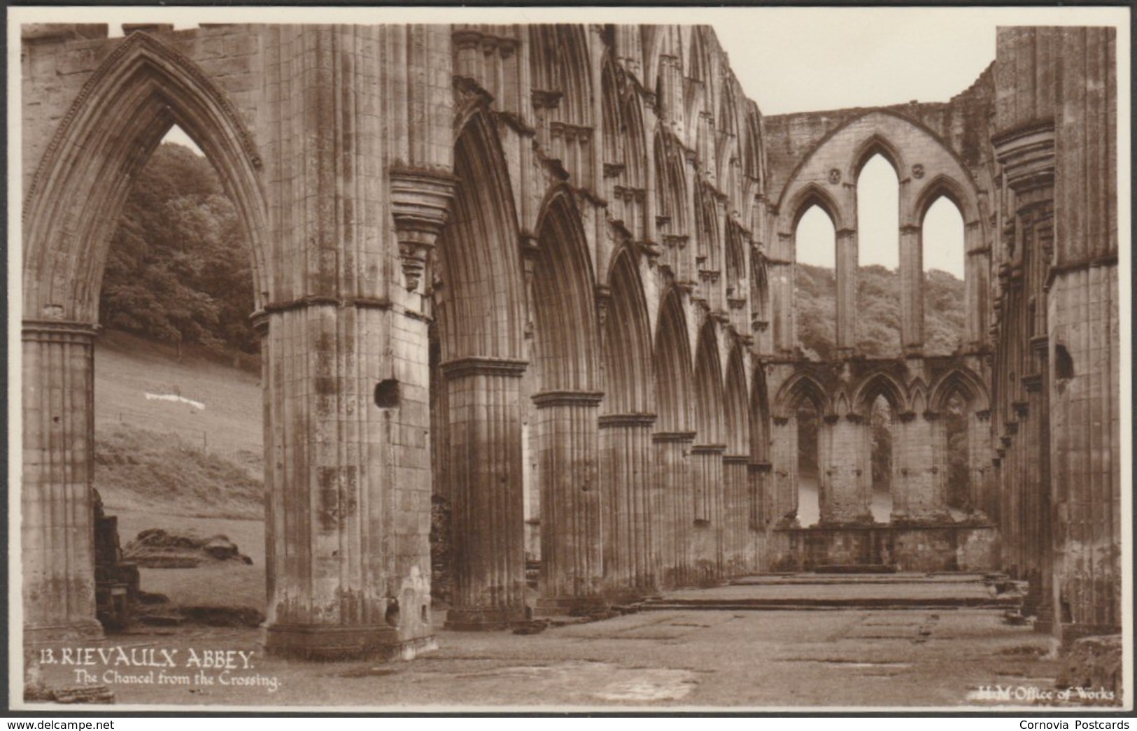 The Chancel From The Crossing, Rievaulx Abbey, Yorkshire, C.1930 - HMOW RP Postcard - Other & Unclassified