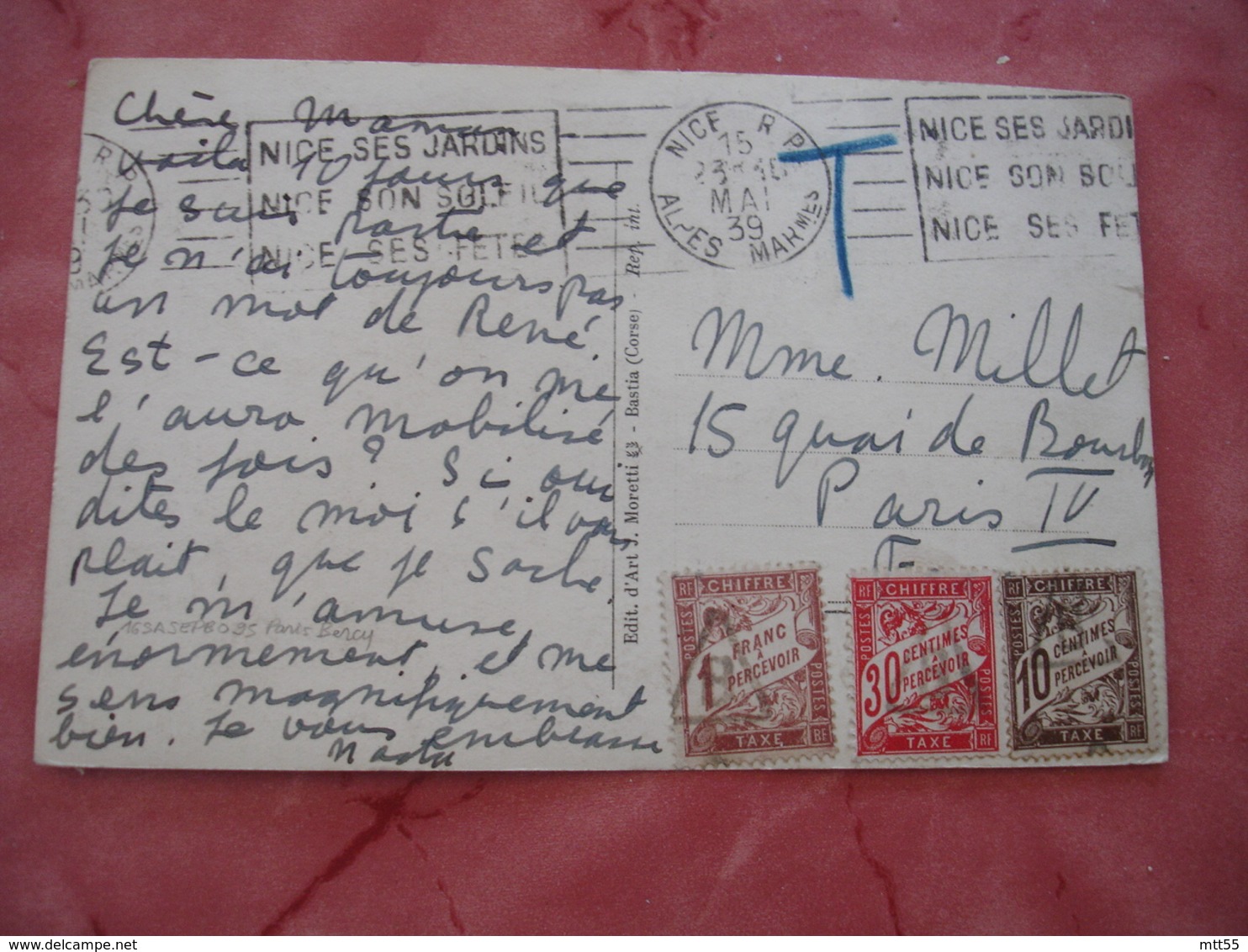 Lettre Taxee Obliteration Triangle  B  3 Timbre Duval 1 F 10 C Et 30 C - 1859-1959 Lettres & Documents