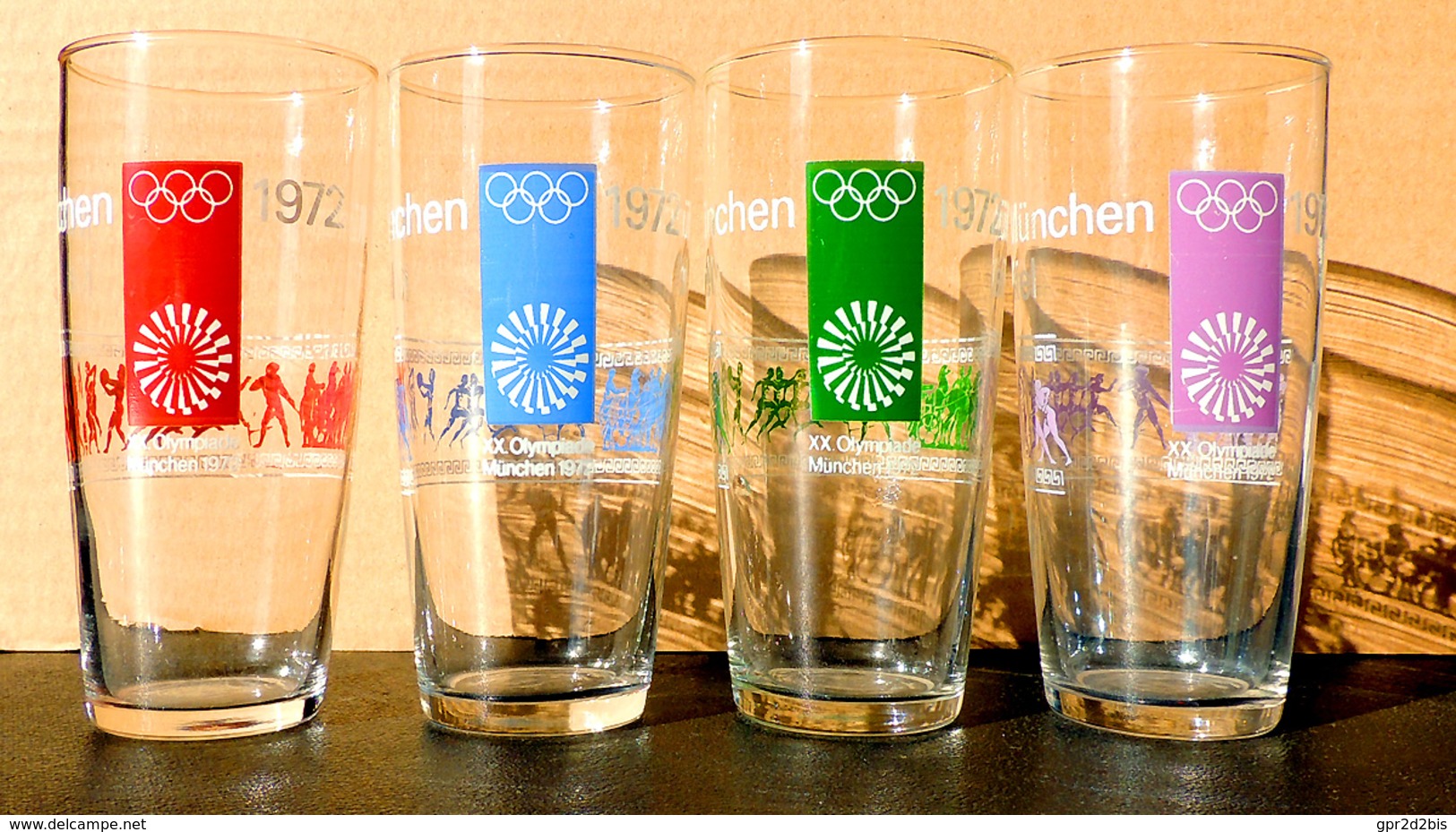 Bel Ensemble De 4 Verres Jeux Olympiques D'été JO 1972 MUNICH - MUNCHEN KIEL - 20° OLYMPIADE - Apparel, Souvenirs & Other