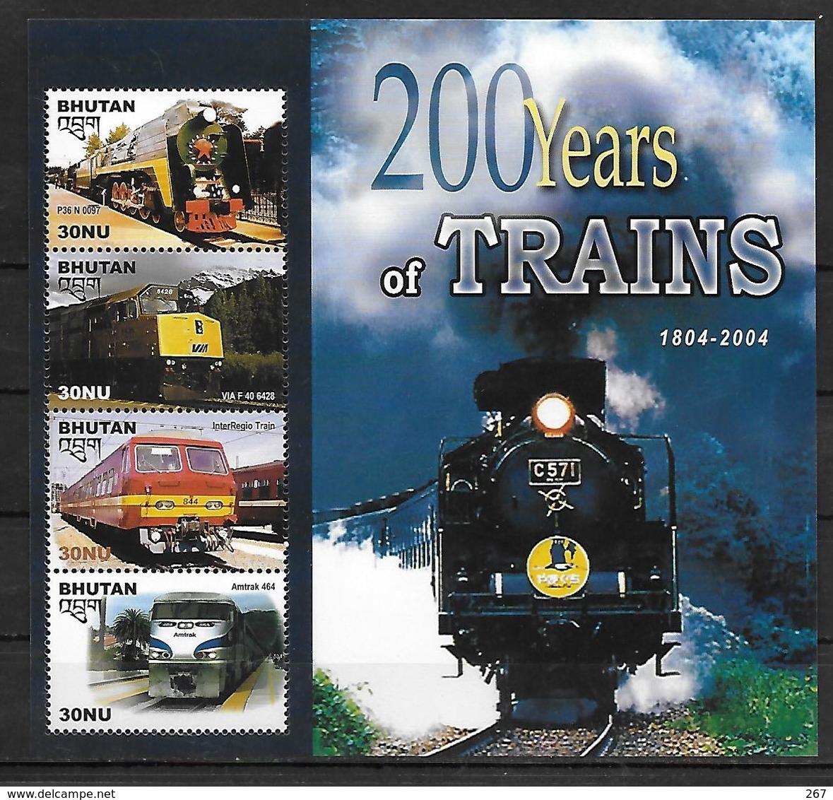 BHOUTAN  Feuillet  N°  ( 2004 )    * *   Trains - Eisenbahnen