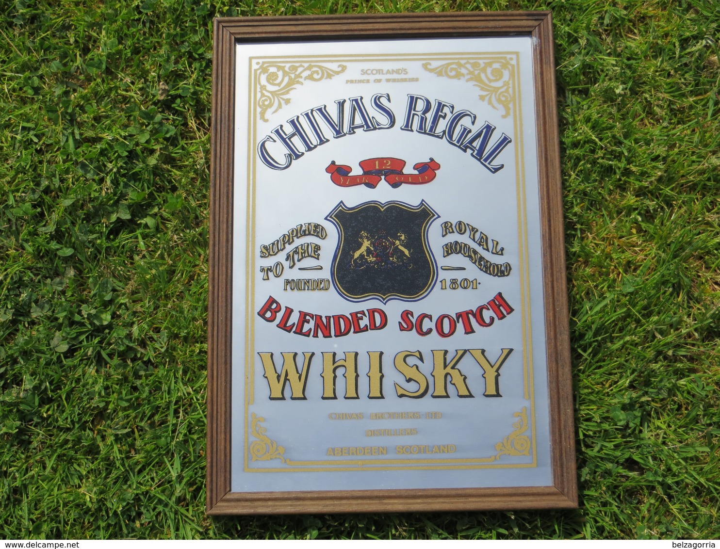 MIROIR WHISKY CHIVAS REGAL PUBLICITAIRE TRES BEAU Et RARE, ENCADREMENT BOIS,VOIR SCANS,SUPERBE - Mirrors