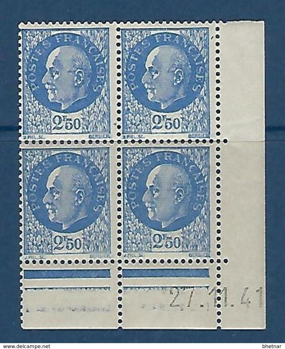 FR Coins Datés YT 520 " Pétain 2F50 Bleu " Neuf** Du 27.11.41 - 1940-1949