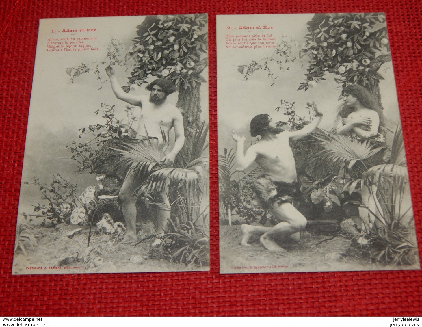 LOT DE 5 CARTES : " ADAM Et EVE  " -  BERGERET Illustrateur - Bergeret