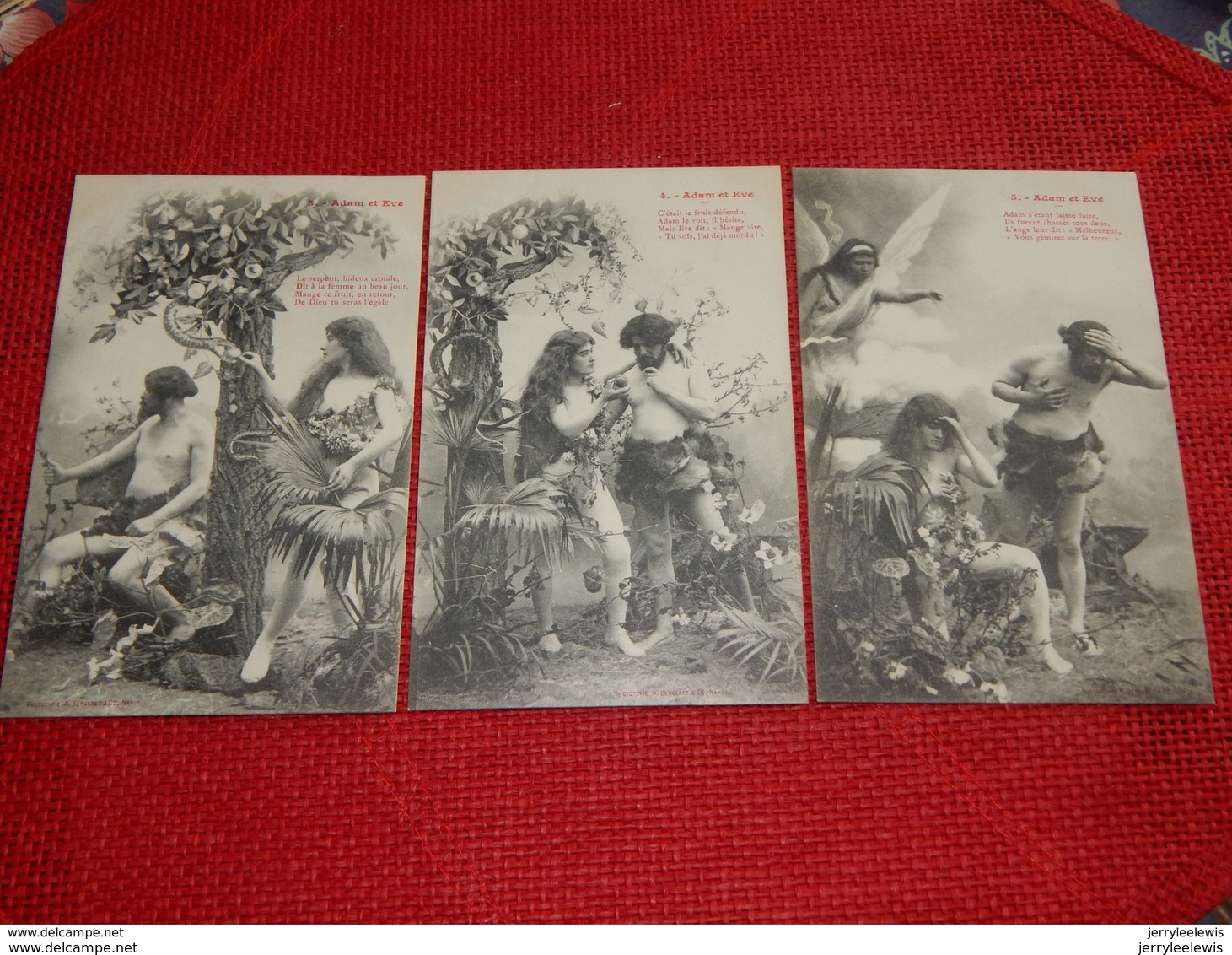 LOT DE 5 CARTES : " ADAM Et EVE  " -  BERGERET Illustrateur - Bergeret