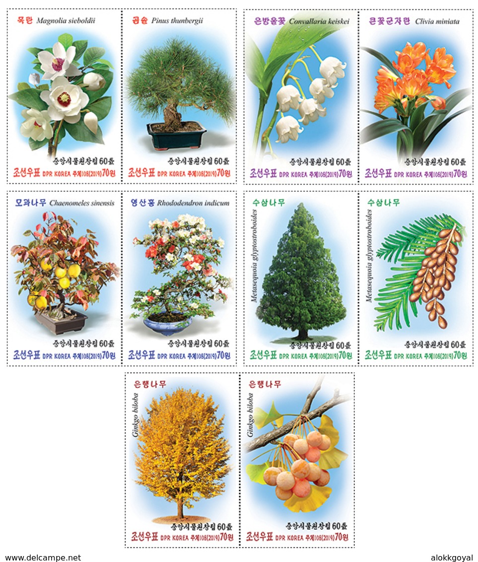 North Korea 2019 60th Founding Anniversary Of The Central Botanical Garden Bi-changeable Flip 3D 5V Perf Stamps Set *MNH - Corea Del Norte