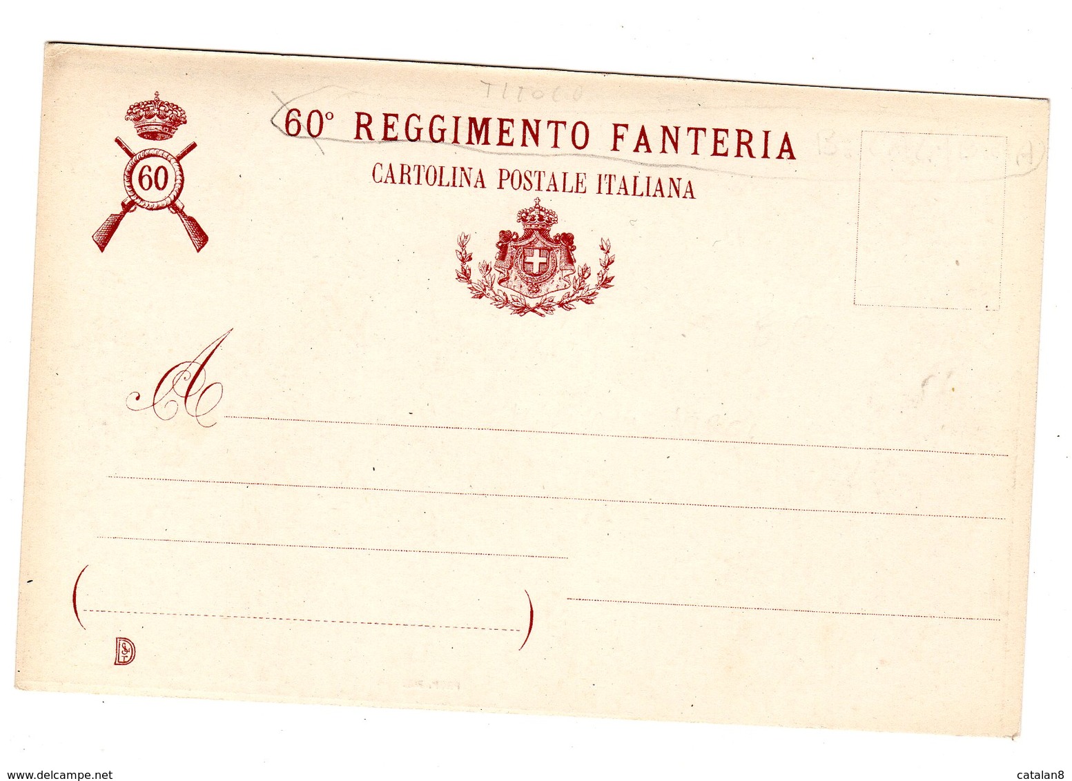 S6525 CARTOLINA REGGIMENTALE 60° REGGIMENTO FANTERIA BRIGATA CALABRIA - Reggimenti