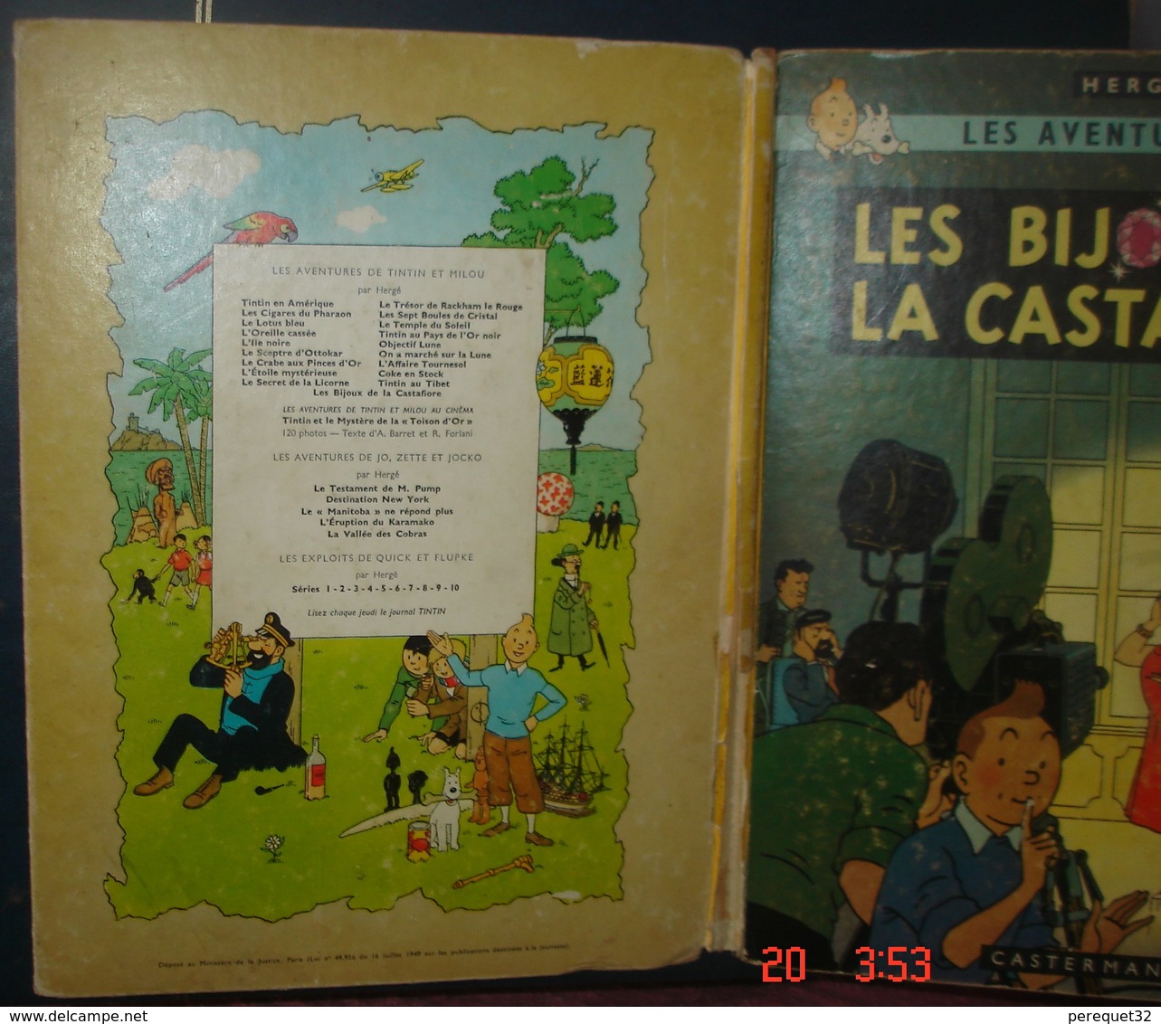 TINTIN.LES BIJOUX DE LA CASTAFIORE.EO Belge,Casterman.4 Eme Plat B 34.Dos Jaune.1963. - Tintin