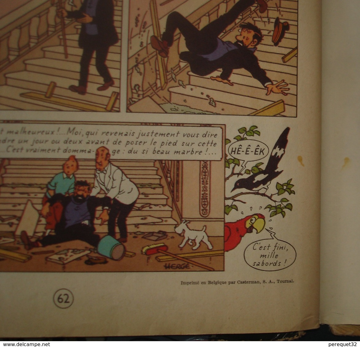 TINTIN.LES BIJOUX DE LA CASTAFIORE.EO Belge,Casterman.4 Eme Plat B 34.Dos Jaune.1963. - Tintin