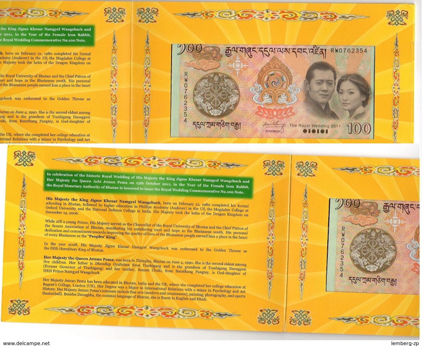 Bhutan - 100 Ngultrum 2011 UNC In Folder Comm. Lemberg-Zp - Bhoutan