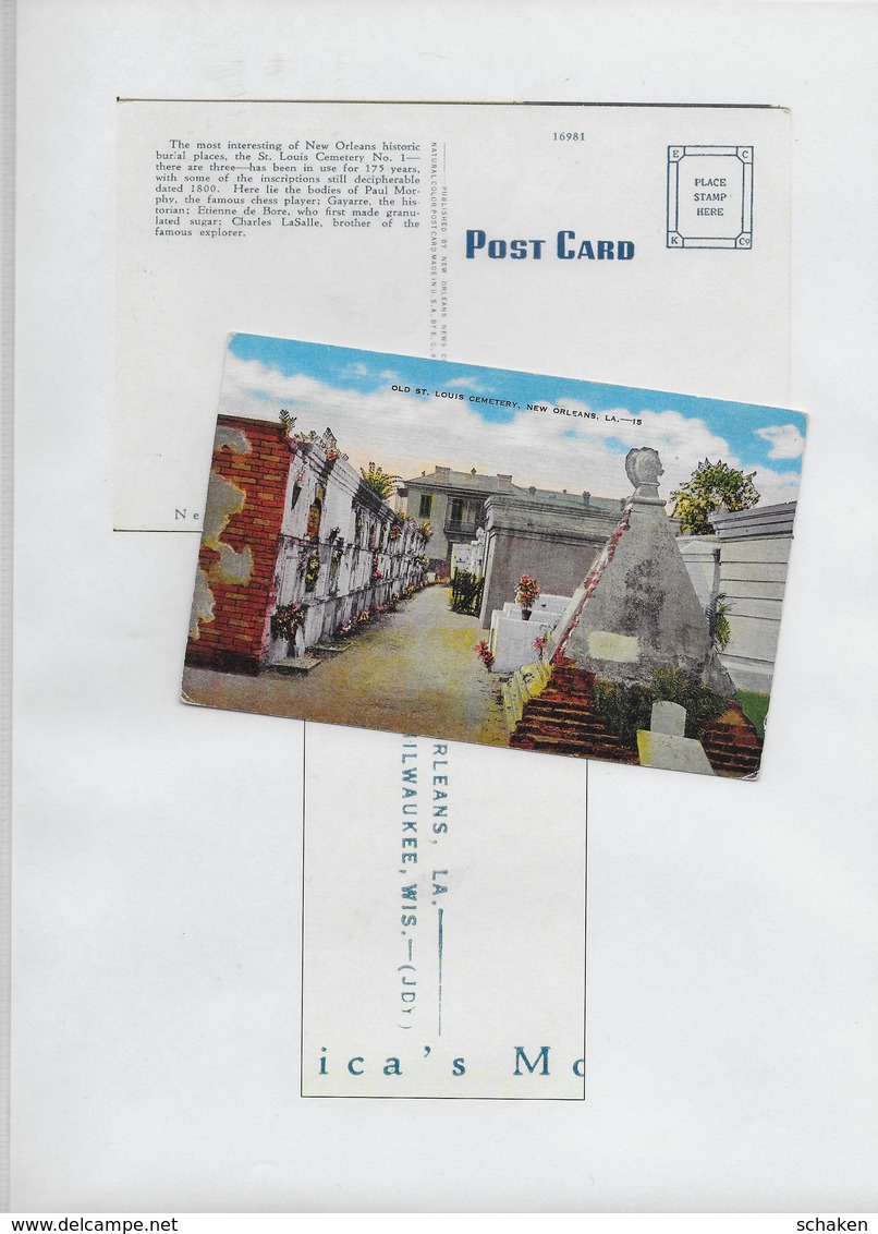 USA; 41 different postcards cemetry and house Paul Morphy; 30x Morphy text on backside 11x without