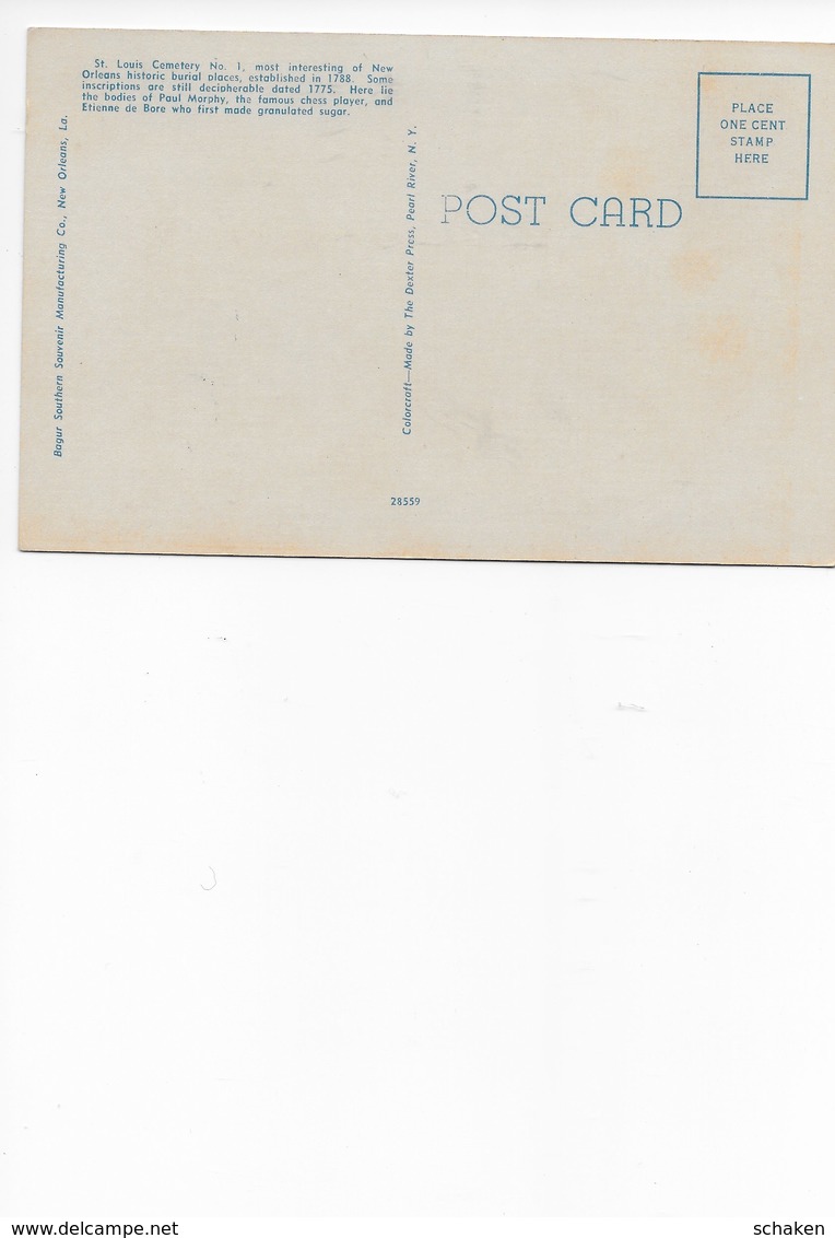 USA; 41 different postcards cemetry and house Paul Morphy; 30x Morphy text on backside 11x without