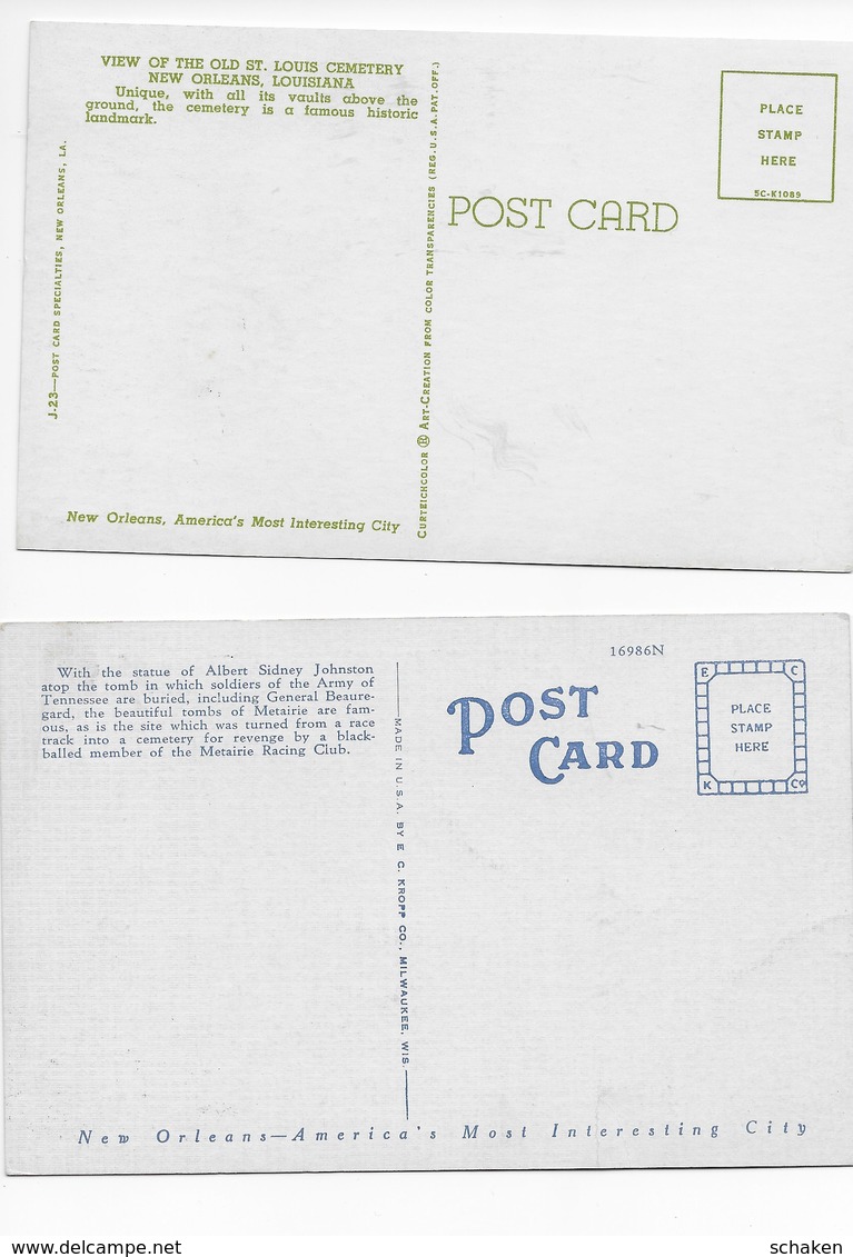 USA; 41 different postcards cemetry and house Paul Morphy; 30x Morphy text on backside 11x without