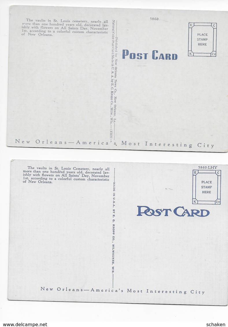 USA; 41 different postcards cemetry and house Paul Morphy; 30x Morphy text on backside 11x without